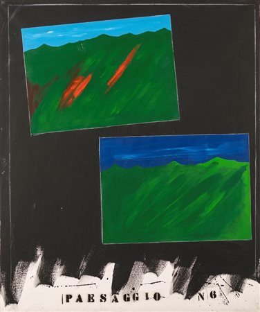 Franco Angeli - Paesaggio N. 6 - Al verso reca firma e titolo. - Smalto,...