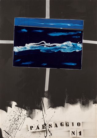 Franco Angeli - Paesaggio N. 1 - Al verso reca titolo e firma - Smalto,...