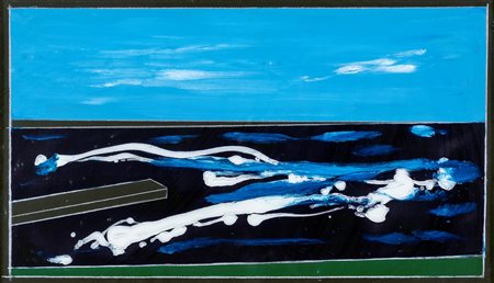 Franco Angeli - Trampolino - Al verso reca firma e titolo - Smalto e pastelli...