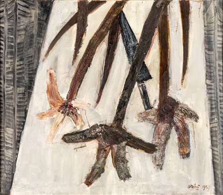 Rodolfo Aricò - Fiori Grigi - Firmato e datato in basso a destra e sul retro...