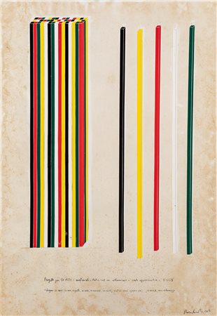 Sergio Lombardo - Progetto per 50 aste - Firma e data sul fronte in basso a...