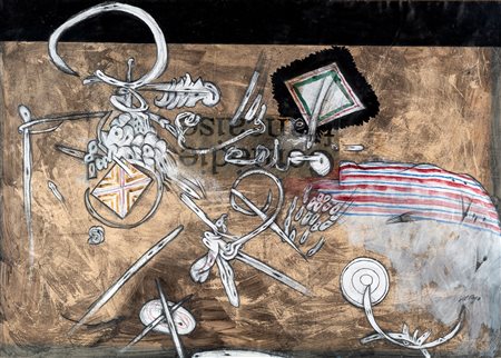 Lucio Del Pezzo - Senza titolo - Firma sul fronte in basso a destra. -...