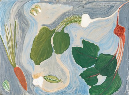 Linuccia Saba - Vegetali - Sigla in basso a destra LS. Al verso reca...