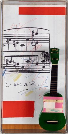 Giuseppe Chiari - Mahalo verde - - Strumento e tecnica mista su tavola -...