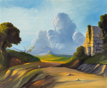 Ubaldo Bartolini - Paesaggio con ruderi - Al verso reca titolo, firma e data....