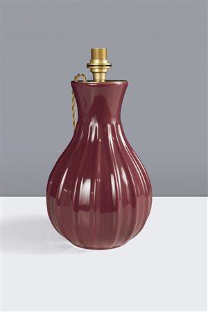 ANDLOVIZ GUIDO - Vaso costolato in ceramica. Montato a lampada. Marcato alla...