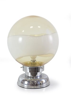 LAMPADA - Lampada in vetro soffiato trasparente. Fascia in vetro lattimo e...