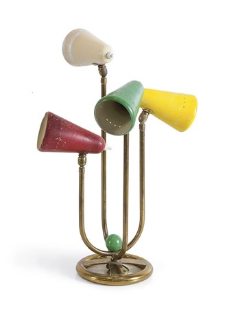 LAMPADA - Lampada a coni colorati. Montatura in ottone zapponato, diffusori...