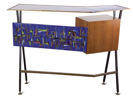 MOBILE BAR - Mobile bar con struttura in metallo. Piano e pannello anteriore...