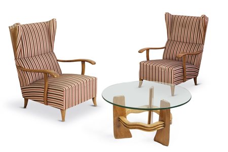 MOBILIFICIO DI VITTORIO VALABREGA - Due poltrone e un tavolino con piano in...