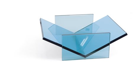 SOTTSASS ETTORE - Centrotavola in cristallo saldato azzurro. Prod. RSVP....