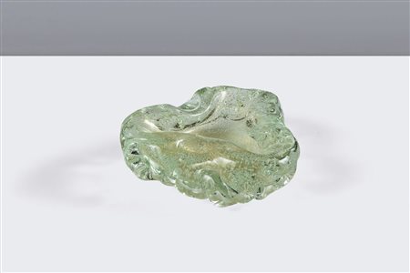 SEGUSO - Portacenere in vetro bulicante e oro. Opera firmata sotto la base....