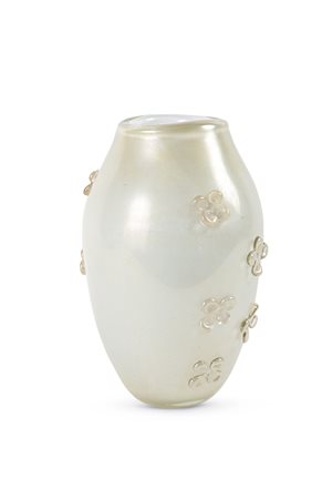 VASO - Vaso leggermente iridato. Decorazione a foglia d'oro, vetro...