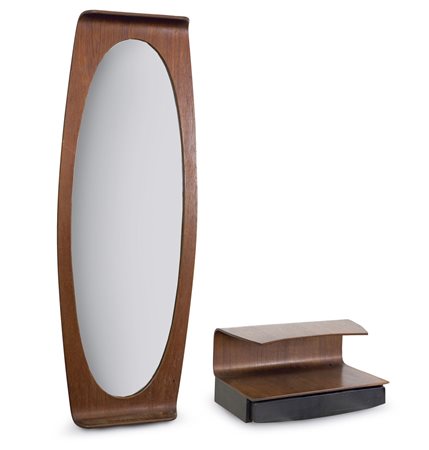 CAMPO FRANCO, GRAFFI CARLO - Specchiera e piccola consolle in compensato...