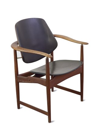 HOVMAND-OLSEN ARNE - Poltroncina in legno di teak. Schienale e sedile...