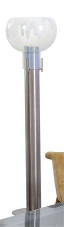 PIANTANA - Piantana con colatura in vetro lattimo e stelo cromato. H cm 42