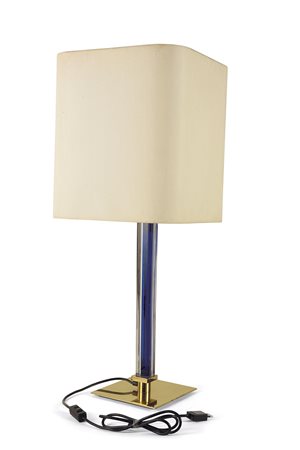 VENINI - Base lampada da tavolo in ottone zapponato con fusto in vetro. Prod....