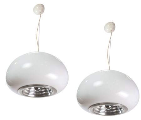 CASTIGLIONI ACHILLE E PIER GIACOMO - Blak and White, Due lampadari. Doppia...