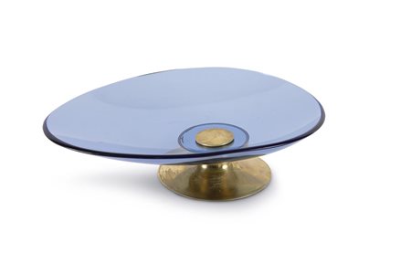 INGRAND MAX - Centrotavola di forma ogivale in vetro azzurro curvato e...