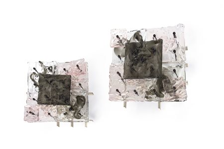 VENINI - Due appliques sistema Pachwork. Vetro di Murano colorato fissato su...