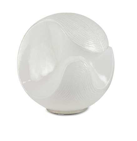 MAZZEGA - Lampada in vetro stampato opalino. Prod. Mazzega 1970 circa. H cm 35