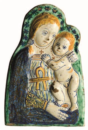 Targa devozionale in maiolica policroma, Italia centrale, XVII/XVIII secolo,...