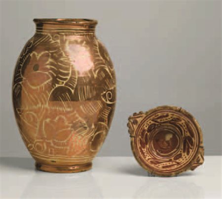 Vaso ovoidale ispano-moresco in maiolica, Manises (Valencia), fine del...