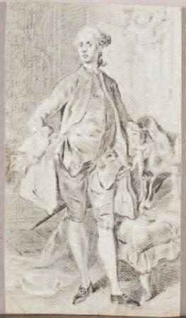 Scuola Veneta del XVIII secolo FIGURA MASCHILE matita su carta, cm 25,2x14,3.