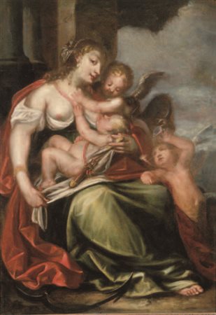 Pietro Liberi Padova 1605 – 1687 VENERE E CUPIDO olio su tela, cm 191x130....