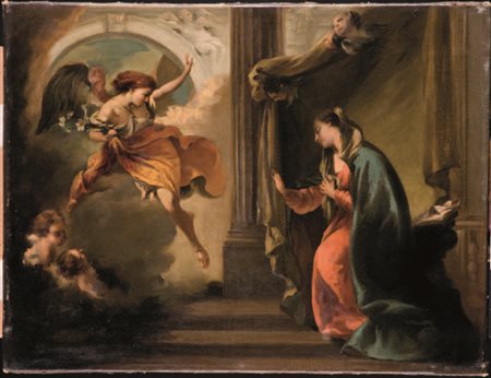 Giovanni Battista Pittoni Venezia 1687 – 1767 ANNUNCIAZIONE olio su tela, cm...