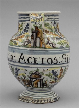 Versatoio in maiolica di Pavia,scritta medicinale 