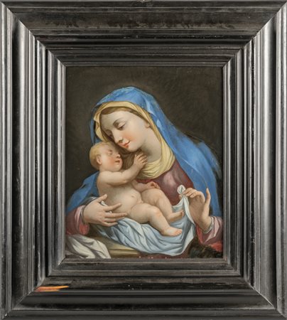 Scuola napoletana "Madonna con Bambino" olio su 