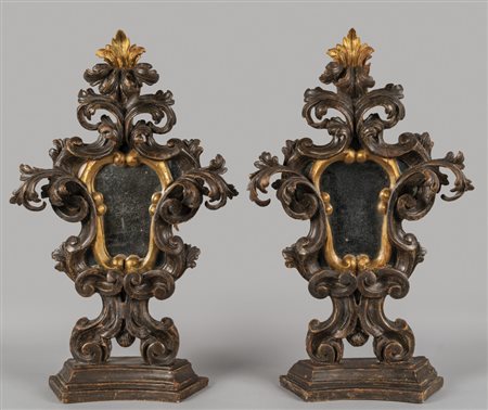 Coppia di portareliquari Luigi XIV in legno 