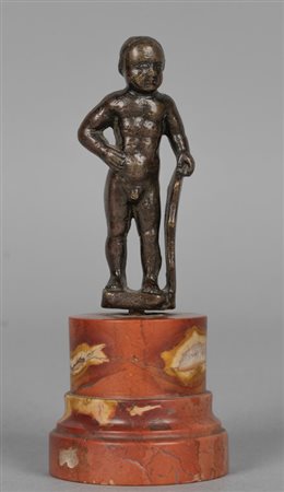 Busto di giovinetto, scultura in bronzo a patina 