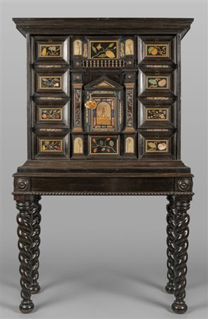 Stipo-monetiere Luigi XIV in legno ebanizzato con 