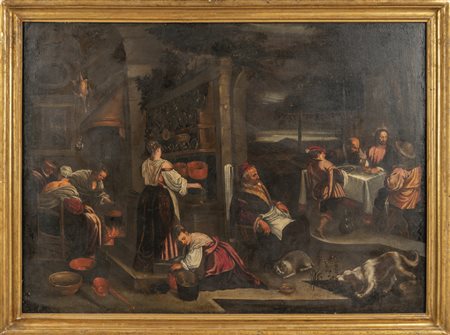 Scuola veneta sec.XVII "La cena di Emmaus" 