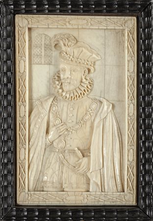 Carlo IX, placca in avorio scolpito ad 
