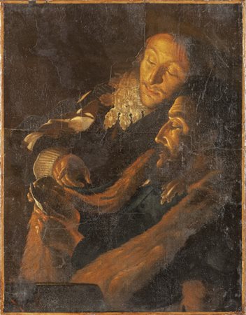 Scuola fiamminga sec.XVII "Personaggi studiosi" 