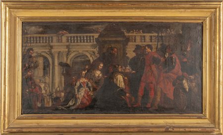 Scuola veneta sec.XVII "La visita di Alessandro 