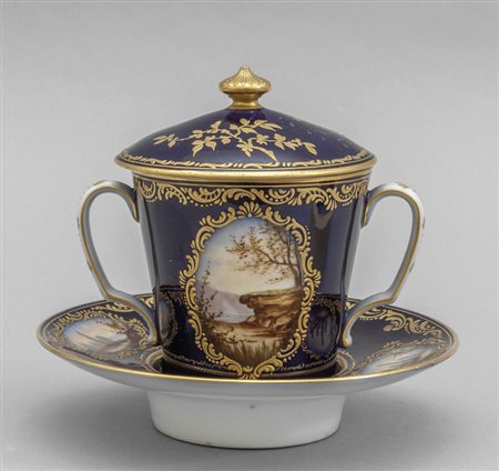 Tazza da puerpera con piattino in porcellana di 