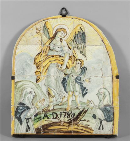 Grande placca in ceramica formata da mattonelle 