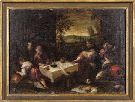 Scuola del Bassano sec.XVII "Cristo in casa di 