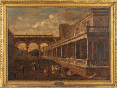 Scuola veneta sec.XVIII "Villa palladiana con 