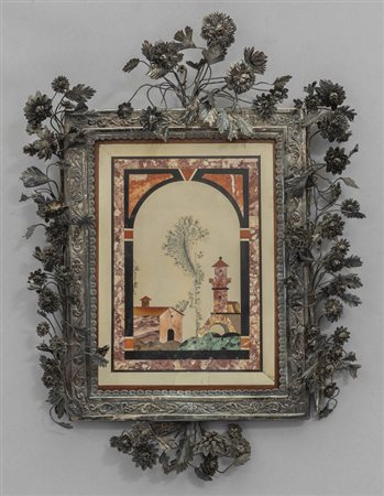 Cornice Luiig XVI in argento con fiori in 