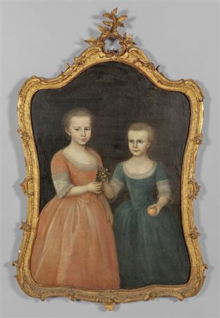 Scuola genovese sec.XVII "Le due sorelline" olio 
