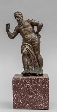 Giove, scultura in bronzo a patina scura, base in 