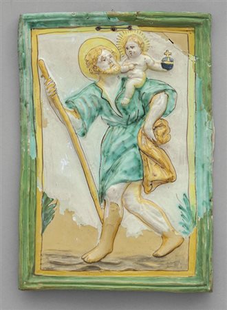 203 - Placca in ceramica policroma raffigurante 