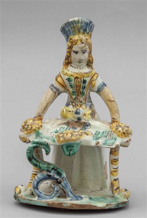 Saliera in ceramica policroma, Italia Centrale 