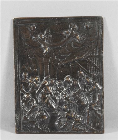 Adorazione dei pastori, placca in bronzo a patina 