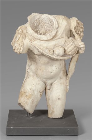 Sileno, scultura acefala in marmo bianco, 